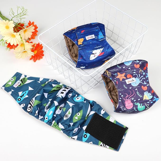 5 Pack Dog Diapers Male Reusable, Premium Belly Bands for Male Dogs, High Absorbing Male Dog Pee Wraps for Doggie in Incontinence or Excitable Urination and Training XS