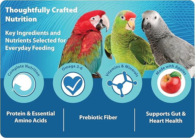 Scenic Mix Jungle Large Parrot Food - 3 lb Bag - 1" Bird Pellets - Complete Nutrition for Macaws, Amazons, Cockatoos, African Grey Parrots & More