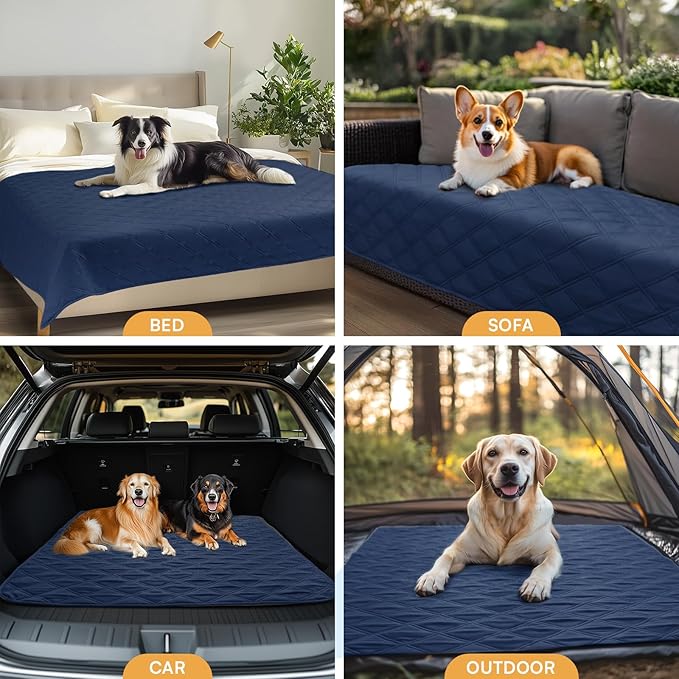 Luciphia 100% Waterproof Couch Cover Blanket for Dogs Anti-Slip Pet Couch Protector Sofa Mat Puppy Cat Blanket with Non-Slip Bottom, Navy Blue, 68x82 Inch