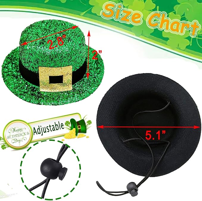 2 PCS St. Patrick's Day Costume Dog Bandana Collar and Pet Top Hat Buckle Green Dog Bow Tie Formal Tux Clothes with D-Ring Irish Tuxedo Saint Patrick Outfits for Dogs Puppy Cat Party Dress (Large)