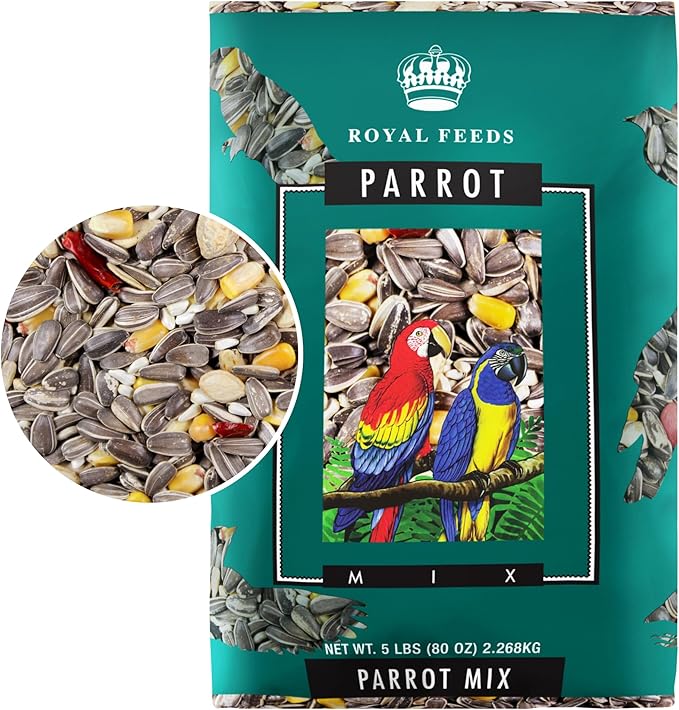 Parrot Mix 5 Lbs, Premium Parrot Food, Nutrient-Rich Blend Birdseed, Supports Energy, Growth & Digestive Health, Tasty and Enjoyable Mix Parrot Food for Healthy & Balanced Diet