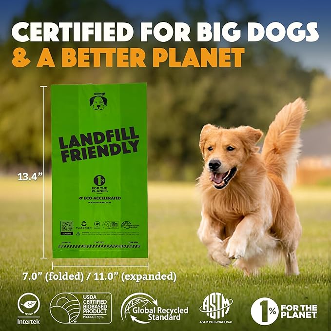 Doggy Do Good Landfill-Friendly Poop Bags | Dog Waste Bags Made with 50% Recycled Plastic + 15% Biobased Material | Unscented, Thick, Leak-Proof, Easy Open | Standard Size | 200 Count Grab & Go