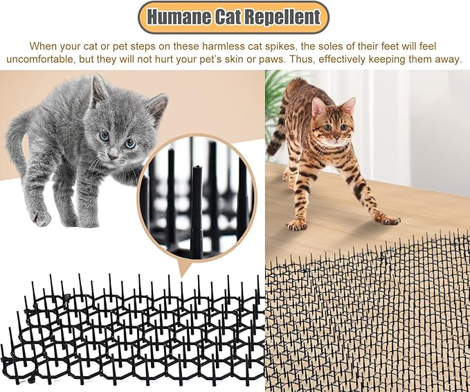 CMYUN Cat Scat Mat with Spikes/Cat Repellent Mats for Sofa Furniture Chair, Connectable Cuttable Pet Deterrent Spike Mat, Indoor Cat Pee Deterrent(2 pcs)