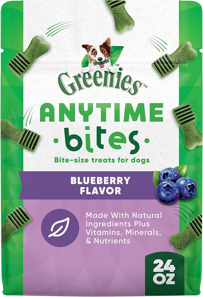 Greenies Anytime Bites Dog Treats, Blueberry Flavor, Dog Training Treats, 24 oz. Bag