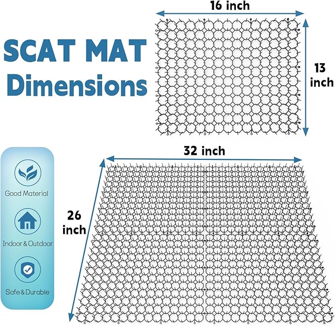 Hmyomina 16 x 13 Inch Cat Scat Mat with Spikes Outdoor/Indoor, Cat Deterrent Mat(16 Pack)
