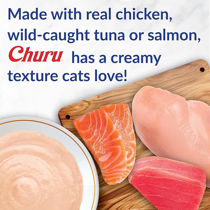 INABA Churu Cat Treats, Lickable, Squeezable Creamy Purée Cat Treat with Taurine & Green Tea Extract, 0.5oz Each Tube, 12 Tubes, Churu Spoon Holiday Variety Pack