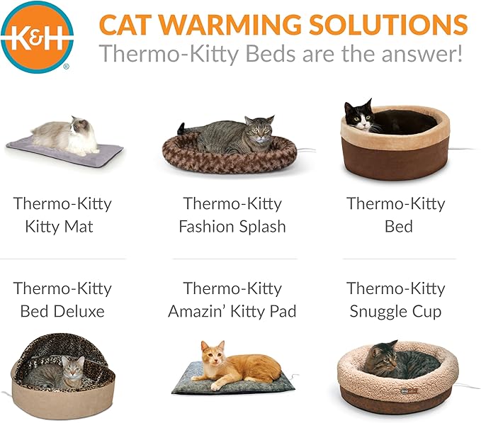 K&H Pet Products Self-Warming Cat Bed Pad,Self Heating Pad for Outdoor Cat Houses,Warming Mat for Indoor Pet Beds&Furniture,Reversible Blanket,Machine Washable-Small 21 X 17in Gray/Black,(Pack of 6)
