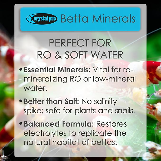 Betta Minerals for Betta Fish Health - Reduces Stress - Boosts Protective Coat - Aquarium Mineralizer (16.9 Oz (500ml)