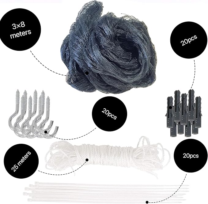 Cat Netting Balcony 10 * 26ft Pet Mesh Fence for Balcony Black Nylon Balcony Netting for Pets Anti-Fall Cat Net for Balcony and Windows