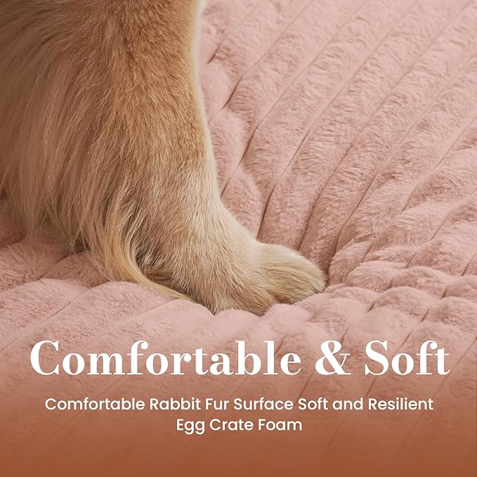Orthopedic Dog Bed Medium Size Dog, Pet Beds with Waterproof Lining, Soft Short Plush Surface & Egg Crate Foam, Machine Washable Pet Mat with Removable Cover & Anti Slip Bottom