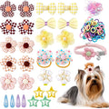 180+ Pcs Multi-Colored Dog Hair Accessories Set,Small Dog Hair Bows with Rubber Bands,Cute Puppy Hair Ties,Bowties for Small Dogs Cats,Dog Hair Clip,Floral Bell Collar,Flower Scrunchie
