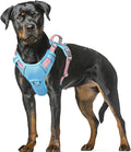 BARKBAY No Pull Dog Harness Large Reflective Dog Harness with Front Clip and Easy Control Handle for Walking Training Running with ID tag Pocket(Baby Blue & Baby Pink,XL)