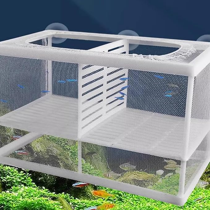 2PCS Protective Aquariums Breeding Cage Netting Nursery Tanks with Suction Cup for Fry Rearing and Secure Observation Spawning Box for Aquariums Fish