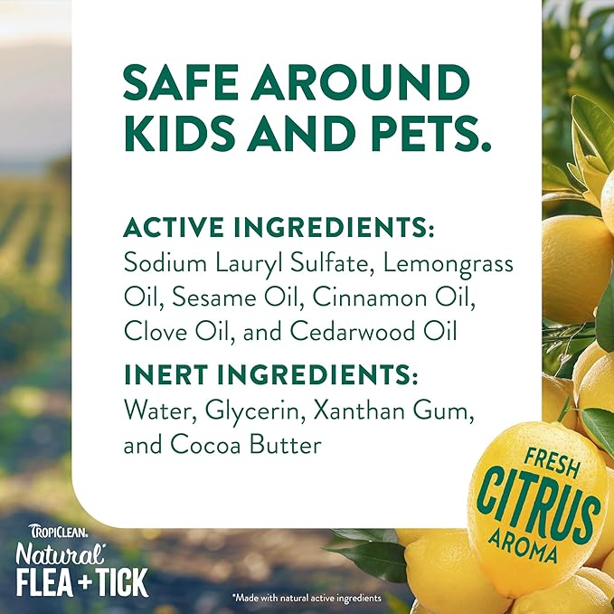 TropiClean Soothing Flea and Tick Shampoo for Dogs, Powerful & Natural Defense, for Large & Small Dogs, Made in USA, 20oz