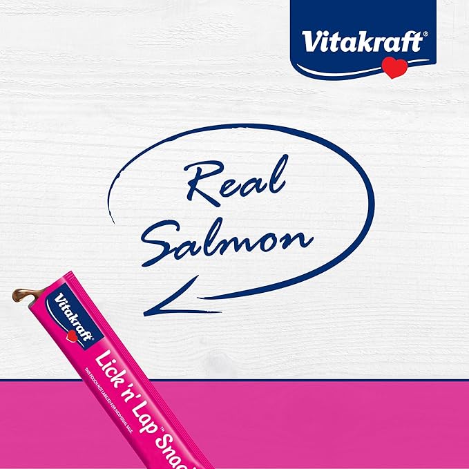 Vitakraft Lick 'n' Lap Snack Creamy, Cat Treat with Real Salmon, 16 Count
