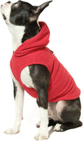 Gooby Fleece Vest Hoodie Dog Sweater - Red, X-Small - Warm Pullover Dog Hoodie with O-Ring Leash for Small to Medium Dogs