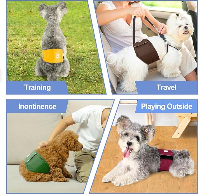 5 Pack Dog Diapers Male Reusable, Premium Belly Bands for Dogs, High Absorbing Male Dog Pee Wraps for Doggie in Incontinence or Excitable Urination Red M