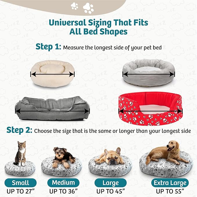 Round Dog Bed Covers Replacement Washable, Dog Bed Washable Cover, for All Shapes (Small (Up to 27″), Doodle Dogs)