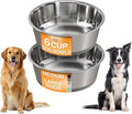 Neater Pet Brands Stainless Steel Dog Bowls with Non-Slip Rubber Bottom – Set of 2, 6 Cup (48 oz), Gray - Heavy Duty Metal Dog Bowl, Dishwasher Safe, Food or Water Bowl, Ideal for Large Dogs