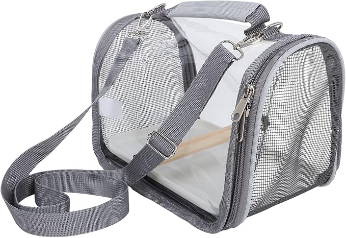 HEMOTON Portable Small Bird Travel Cage Carrier with Standing Perch, Lightweight Handheld Bird Carry Bag for Parakeet, Conure, and Budgie Outdoor Transport
