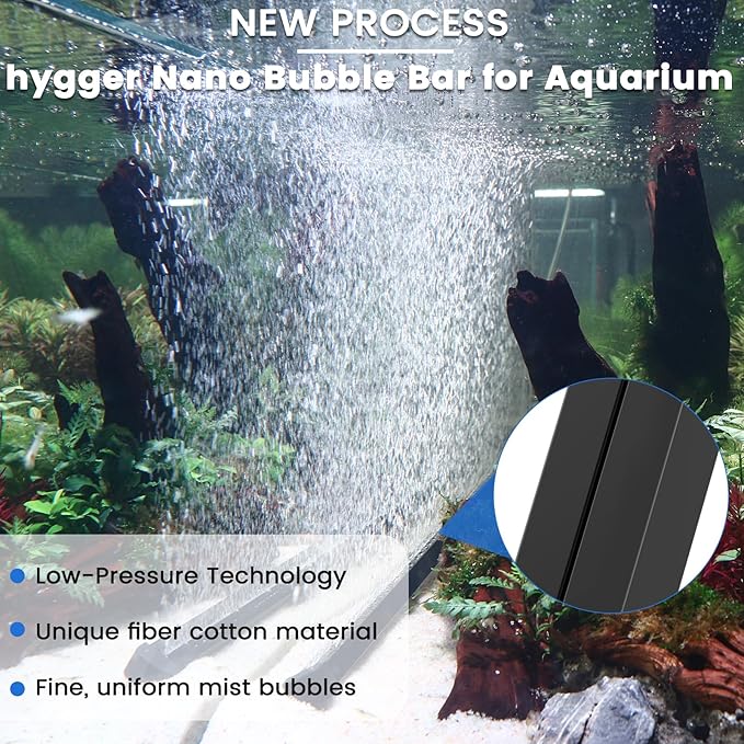 hygger Weighted Nano Mist Bubble Wall Bar, 31.5" Self-Sinking ABS Air Stone Strip with Gentle Oxygen Diffuser for Freshwater & Marine Aquarium, Hydroponics