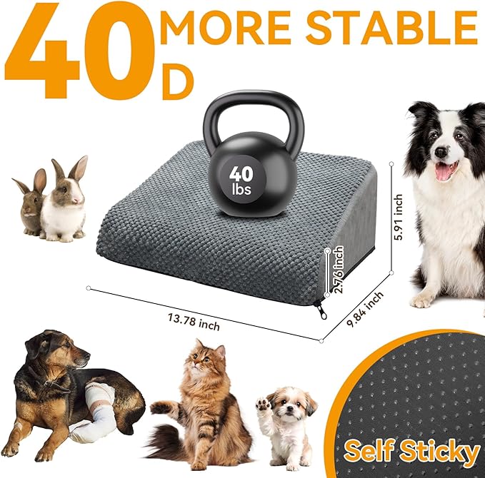 3-Pack Dog Ramp for Stairs, 40D Dog Stairs for Small Dogs with Gentle Slope, Pet Steps for Staircase Stairs, Steps and Stairs Assist for Injured & Aged Pets with Self-Sticky Pads to Fix