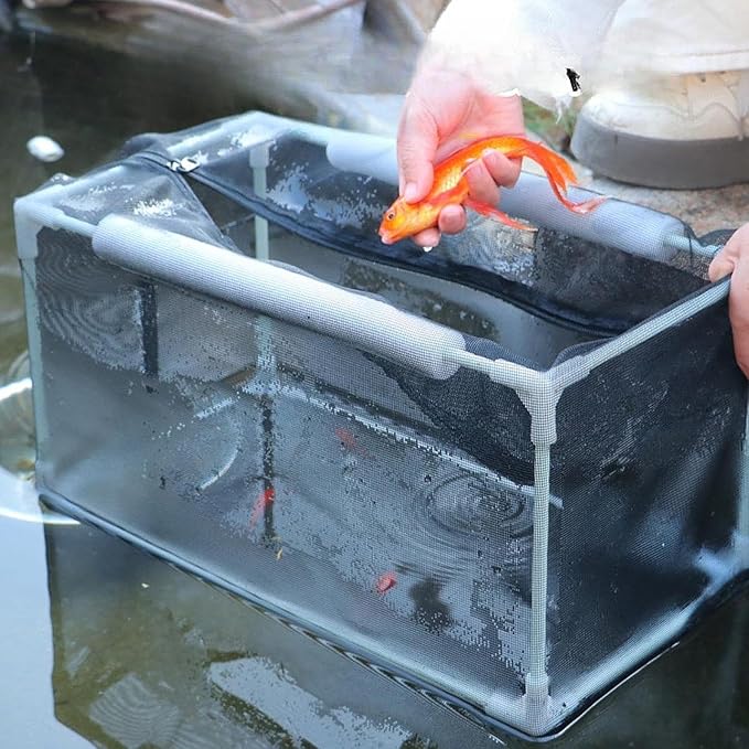 Aquarium Separation Net Breeding Box Nylon Mesh Multipurpose Pp Frame with Zipper for Fish Spawn Hatchery Easily Install, 42x22x22cm