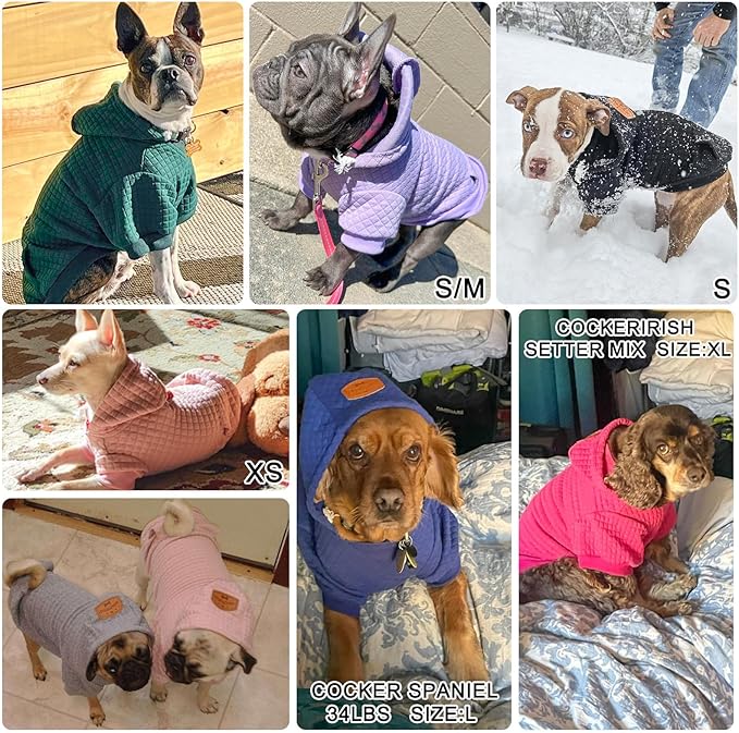 BEAUTYZOO Medium Dog Hoodie Sweater with Pockets, Dog Clothes for Small Medium Dogs Boy Girl, Waffle-Like Laminated Cotton Pet Coats with Hat and Leash Hole, Rose Pink XL
