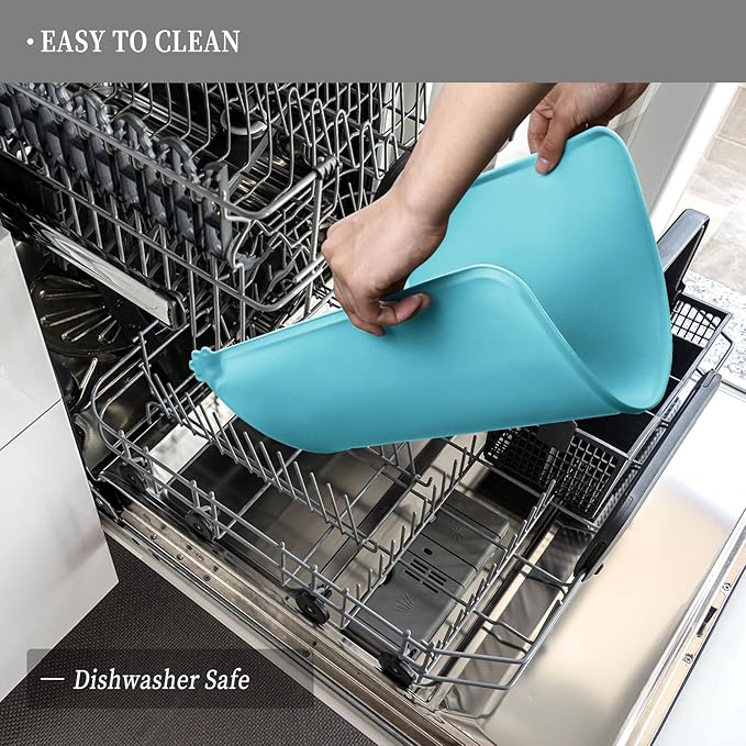 Waterproof Pet Feeding Mat with High Raised Edges, Heavier and Thicker Placemats for Cat Dog Water Bowl with BPA Free, Dogs Cats Food Mats for Messy Drinkers to Prevent Spill and Protect Floors