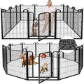 Dog Playpen Outdoor 12 Piece Panels Heavy Duty Dog Fence 40" Height Anti-Rust with Doors Portable for RV Camping Yard, Total 27FT, 58 Sq.ft, Snowy Black