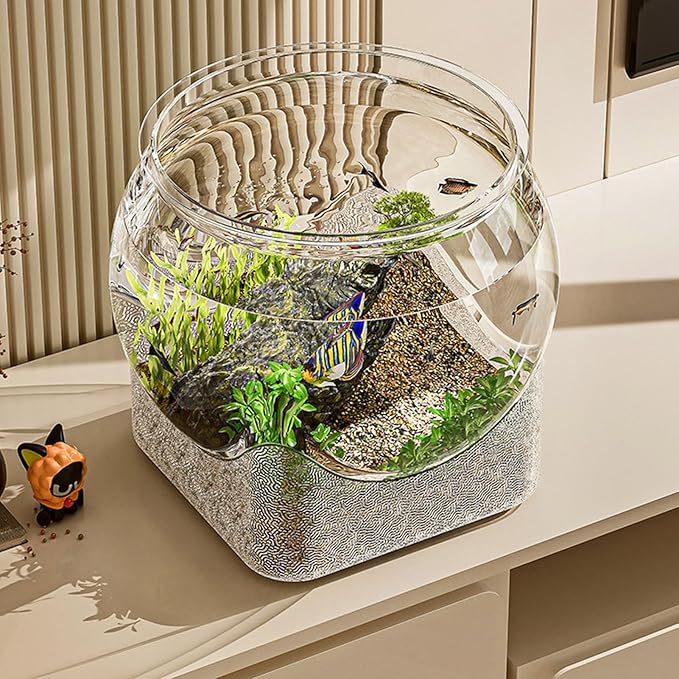 Fish Bowl Vase – Clear Glass, Desktop Aquarium, Betta Fishing Tank | Versatile Fissh Bowl for Betta Fish, Turtles, Flower Vase Centerpiece | Elegant Home Decoration for Living Room, Office, Bedroom