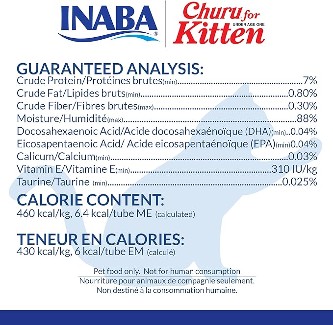 INABA Churu for Kittens,Grain-Free Creamy,Purée Lickable Cat Treats with DHA,EPA,Vitamin E & Taurine,0.5 Ounces Each, Tubes (4 per Package),Chicken Recipe,(Pack of 48)