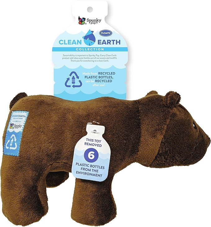 Spunky pup Clean Earth Plush Bear | Made from 100% Recycled Water Bottles |Large,Brown,7212