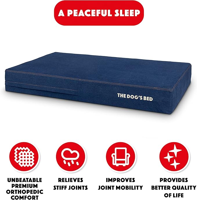The Dog’s Bed Orthopedic Memory Foam Dog Bed Mattress, Oxford Fabric, Real Blue Denim, XL, 6-Inch
