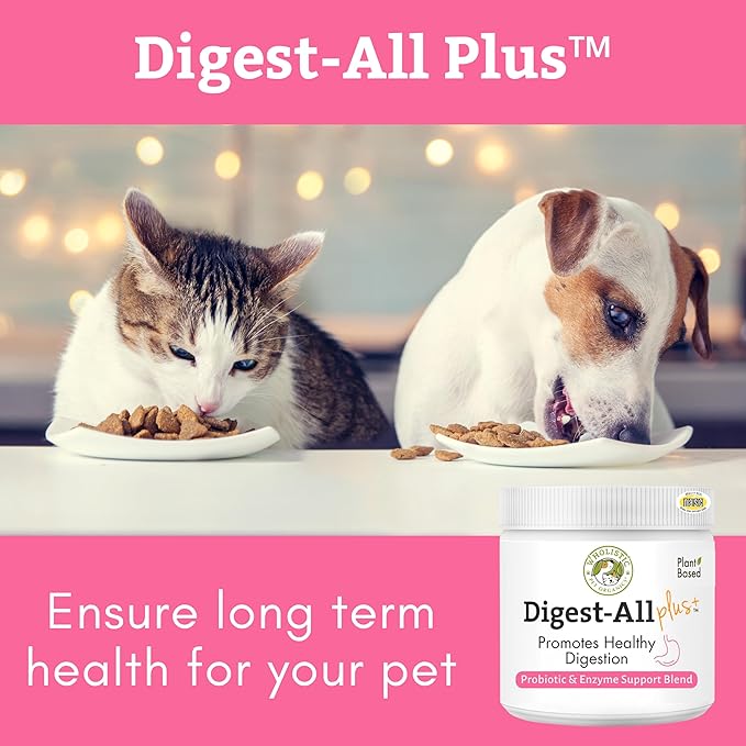 Wholistic Pet Organics Probiotics for Dogs with Digestive Enzymes & Prebiotic Fiber - 4 Oz - Daily Cat & Dog Probiotics for Digestive Health, Anti Diarrhea & Gut Support - Cat Probiotic - 113 Scoops
