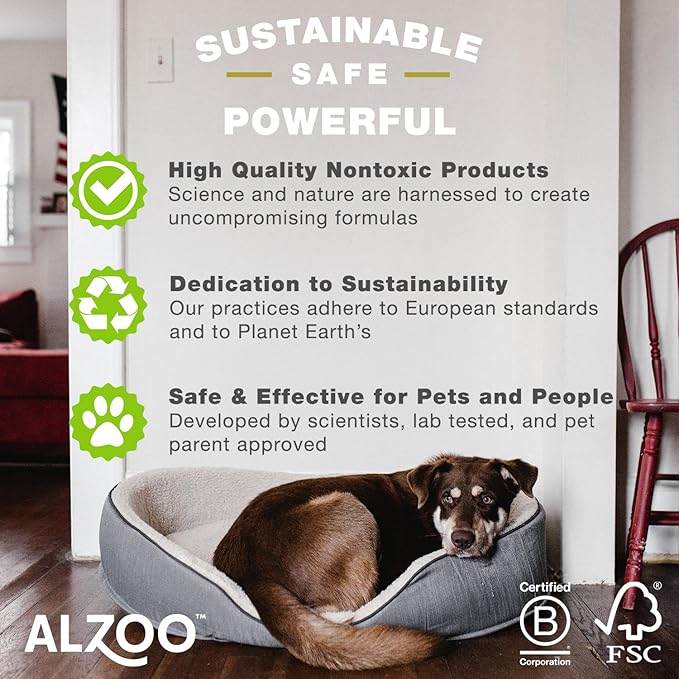 ALZOO Stain & Odor Remover, Quickly Lifts & Dissolves Pet Stains & Helps Eliminate Odors, 100% Plant-Based Active Ingredients, Citrus Vanilla Scent, 32 Fl. Oz Spray Bottle