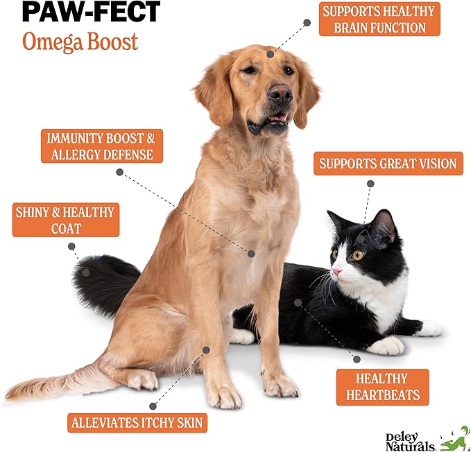 Deley Naturals Wild Alaskan Salmon Oil for Dogs & Cats - New and Improved Salmon Oil Plus Formula - Fish Oil for Dogs with Omega 3, DHA and EPA - Omega 3 for Healthy Skin and Coat - 32oz Made in USA