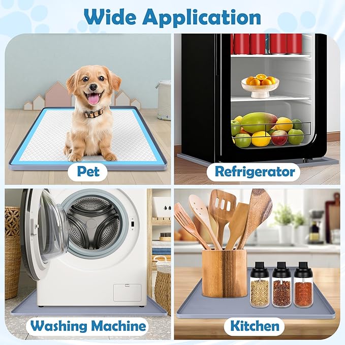 Dog Pee Pad Holder, Dog Potty Tray Silicone Puppy Pad Holder Tray Fits for 24" x 24" Training Pads, Puppy Potty Tray With 4 Clamps No Spill Raised Lip High Edge for Indoor Floor Protection (Dark Grey)