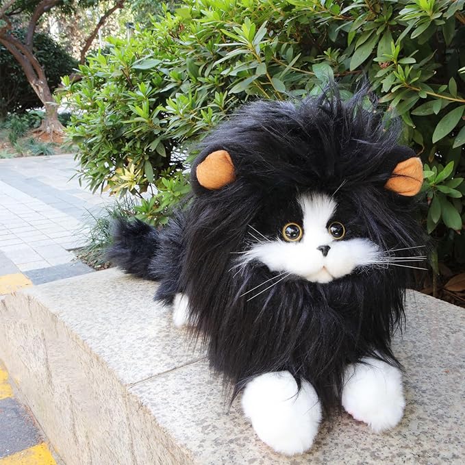 Lion Mane Wig for Cat, Funny Pet Cat & Puppy Costumes for Halloween & Christmas, Funny Pet Clothing Accessories (Medium, Black & Light Brown)