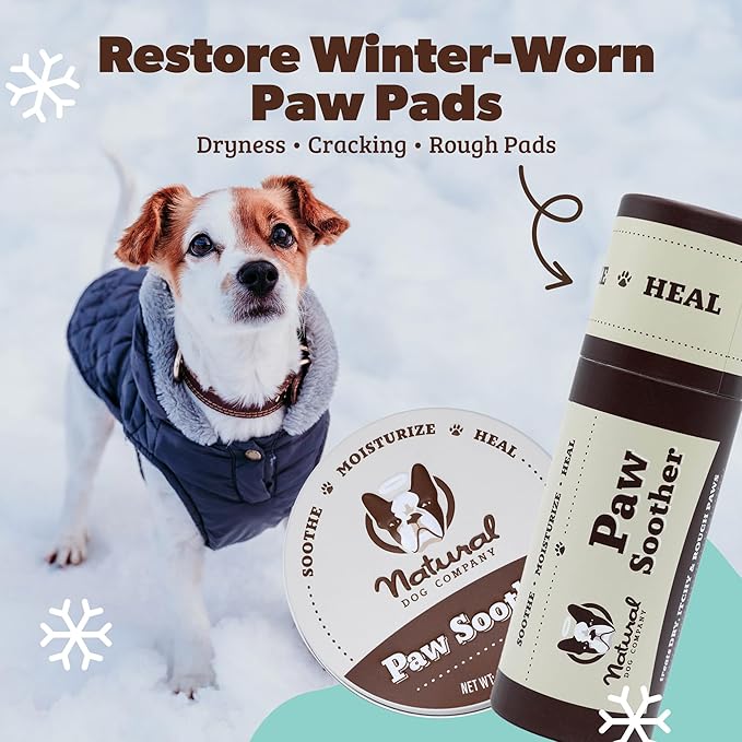 Natural Dog Company Paw Soother Balm & Wax - Dog Paw Balm & Moisturizer for Dry, Cracked Paw Pads, Helps Moisturize & Condition Winter-Worn Paws, Coconut Oil & Calendula, Daily Paws Care, 2 oz Tin