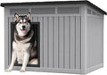 Fancyango Large Weatherproof Dog House with Removable Roof for Indoor & Outdoor Use - Spacious (42.8" L x 33" W x 31.5" H) Classic Grey