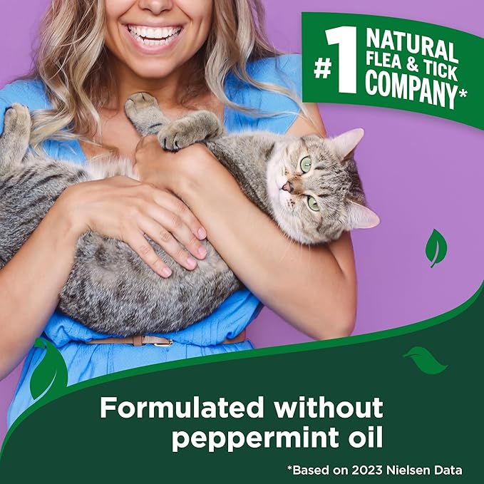 Vet's Best Natural Cat Flea & Tick Home Spray – Plant-Based Cotton Spice Mist for Cats – Indoor Flea Control with Natural Oils – Gentle Scented Spray for Home Use – Made in USA, 32 oz, 2-Pack