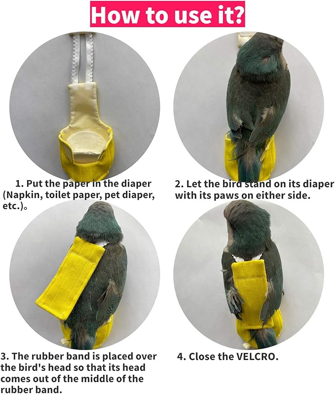 Parrot Bird Diapers, Birds Flight Suit, Parrot Clothes, Pet Animal Costumes, Bird Clothes, Cockatiel Bird Diaper, Pet Bird Diapers, Parrot Flight Suit, Bird Parrot Clothes (Yellow, 4XL)