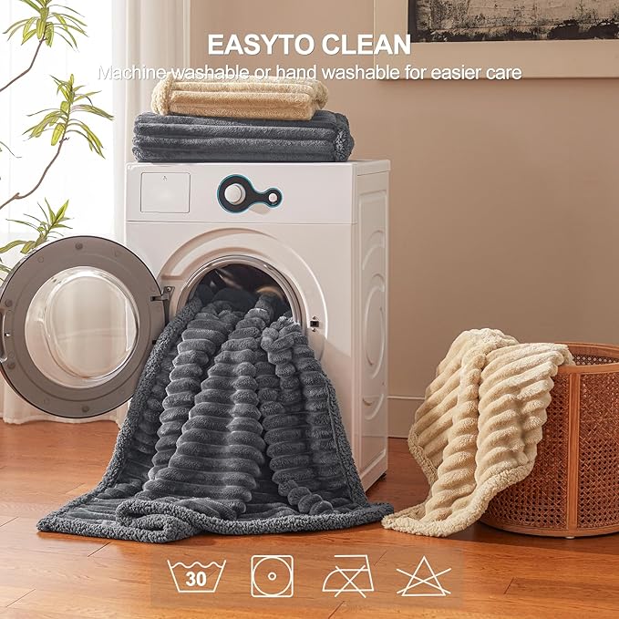 Waterproof Dog Blanket for Large Dogs, Washable Soft Puppy Cat Blanket Flannel Cotton Velour for Sofa Couch Protector, Comfort & Security Reversible Bed Protection for Pet, 50"X60", Gray
