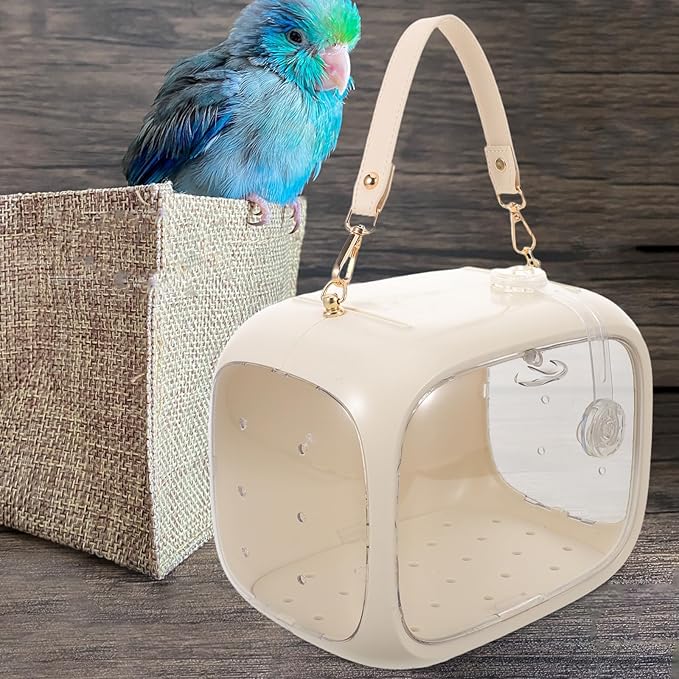 Portable Small Parrot Travel Carrier Cage with Handle, Breathable Multi-Function Bird Travel Cage for Outdoor Use, Lightweight Bird Aviary Suitable for Parakeets and Cockatiels