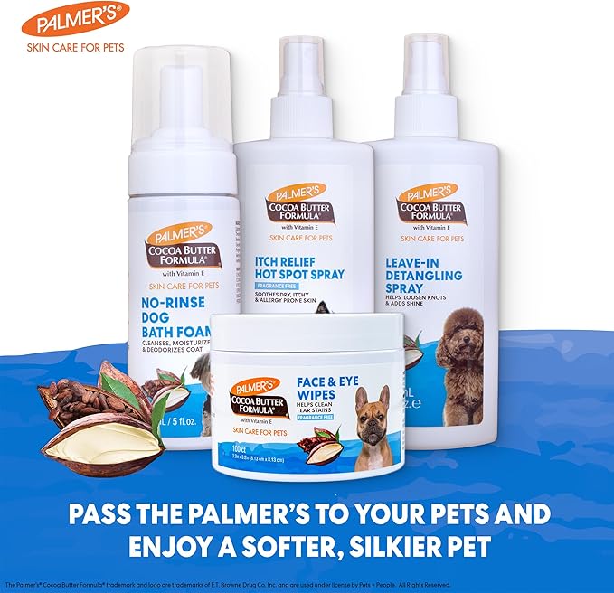 Palmer's Coconut Oil Puppy Wipes for Between Baths - Cocoa Butter Grooming Wipe for Dogs - Paraben & Phthalate Free Bath Towlettes, 100 Count
