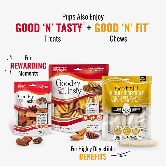 Good 'n' Fun Triple Flavor Chews for Dogs, 12 Ounces | Wings | Long-Lasting | Made with Chicken | Contains Hide