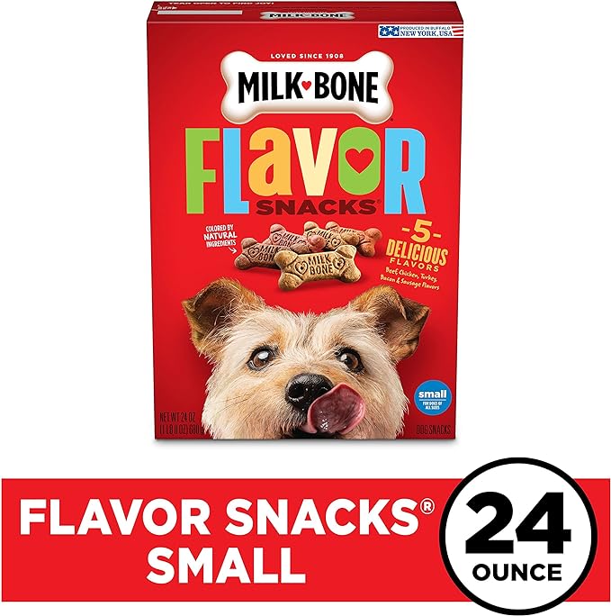 Milk-Bone Flavor Snacks Dog Treats, Small Biscuits, 24 Ounce Crunchy Texture Helps Reduce Tartar