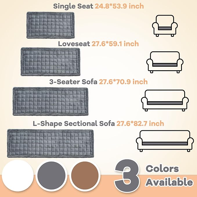 Washable Dog Couch Cover Protector, Non Slip Dog Bed Mat Machine Washable Large Blanket for Dogs, Pet Couches Covers for Sofa (Grey, 27.6 * 82.7 '')