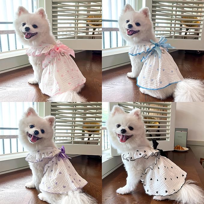 TAPBULL Dog Dresses, Fashionable Pet Dog Clothes with Heart Design, Cute Cat Birthday Dress Outfit (Pink/Red/Blue/Purple/Black 5-Pack), XX-Large